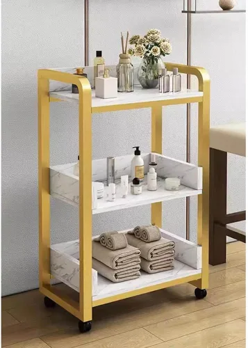 Miniatura 10 de GZHERVICES Gabinete de almacenamiento para estaciones de peluquería con ruedas, soporte multiusos para carrito de salón de belleza