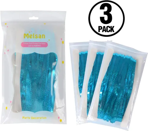 Miniatura 8 de Cortinas de flecos de aluminio para fiestas - Melsan, paquete de 3, 3.2 x 8.2 pies, cortina de oropel para fiesta, telón de fondo para fotos