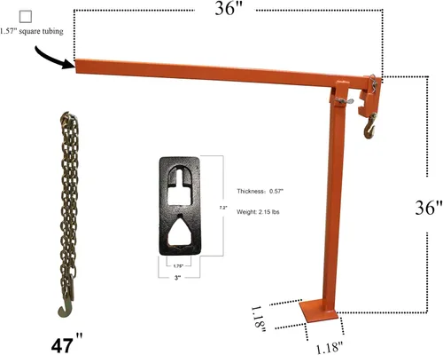 Miniatura 3 de Extractor de poste en T, extractor de poste de valla resistente con cadena de elevación de 47 pulgadas y tirador de placa en T, extractor de poste