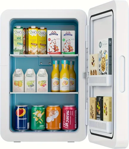 Miniatura 12 de Kikihouse Mini refrigerador de 22L/30 latas para dormitorio, enfriador y calentador portátil de 12 V CC, mini refrigerador con frente de vidrio
