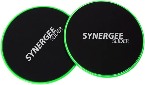 Miniatura 2 de Synergee Deslizadores de zona central. Uso de doble cara en alfombras o suelos de madera dura. Equipo de ejercicio abdominal Verde eléctrico