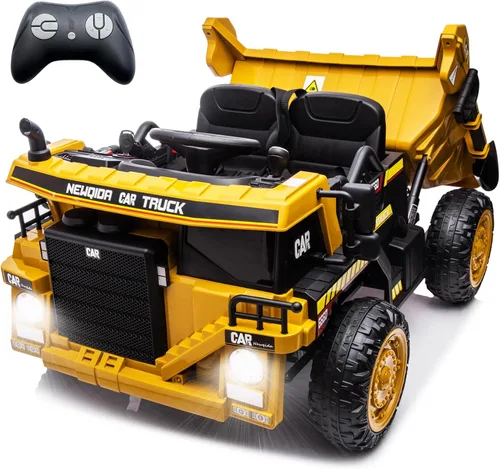 Miniatura 10 de NEWQIDA Camión volcador de 24V para niños, coche eléctrico con control remoto, vehículos de construcción con cama basculante eléctrica, pala