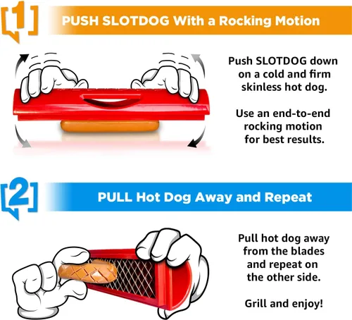 Miniatura 3 de Slotdog - Herramienta de corte para hot dogs - Cuchillos de corte de acero inoxidable para cocina, parrilla, fiestas improvisadas, camping y Rojo