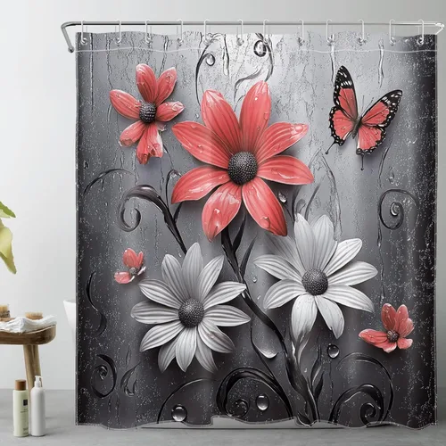 Miniatura 10 de LB Get Naked - Cortina de ducha pequeña de 48 x 68 pulgadas, forro de cortina de ducha de tamaño medio azul y rosa, cortinas de ducha estrechas