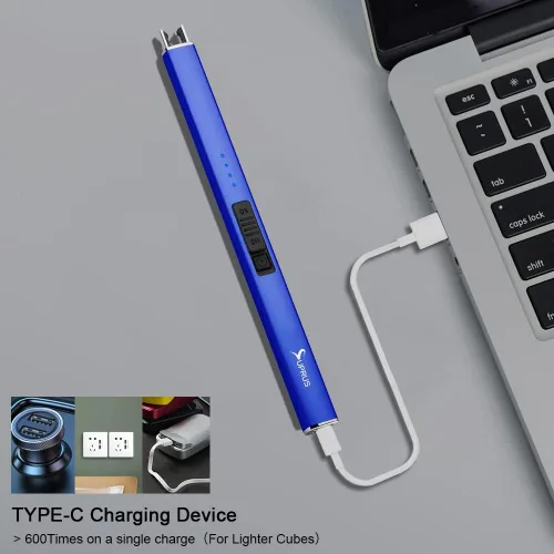 Miniatura 6 de SUPRUS Encendedor eléctrico de arco, resistente al viento, sin llama, recargable por USB, con bloqueo de seguridad, para velas, barbacoa, camping