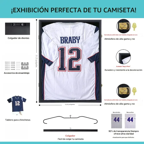 Miniatura 2 de KCRasan Marco de Exhibición para Jersey - Marcos Grandes con Cerradura Caja de Sombra con Protección UV para Béisbol Baloncesto Fútbol Soccer Hockey