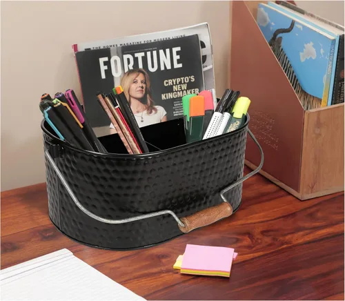 Miniatura 4 de Bedding Craft Organizador de utensilios galvanizado – Soporte de metal para cocina, picnic y fiestas, organizador rústico para negro, cubiertos