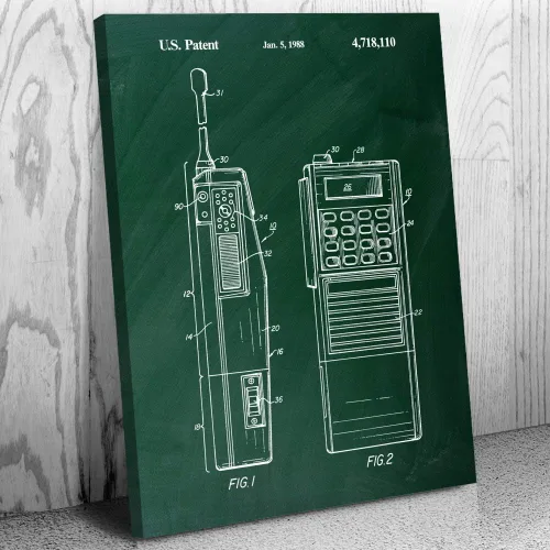 Miniatura 2 de Patent Earth Two Way Radio Canvas Print, Police Gift, Walkie Talkie, Radio Blueprint, Law Enforcement Art, Radio Operator Gift Black Chalkboard