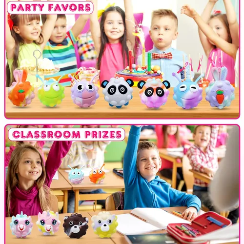 Miniatura 5 de KissFree PAQUETE DE 18 Pelotas Pop de Animales Recuerdos de Fiesta para Niños, Pelotas Pop 3D Juguetes Fidget, Regalos de Cumpleaños para Niños