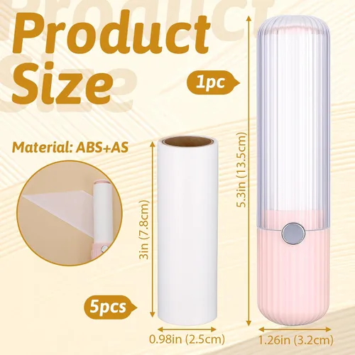 Miniatura 2 de 1 paquete de mini rodillo de pelusa con 150 hojas adhesivas recargable compacto removedor de pelusa de bolsillo para viajes, removedor de pelo