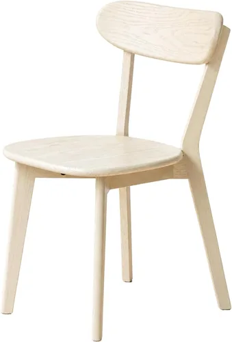 Silla de comedor de madera maciza blanca, silla de comedor de roble de grado FAS individual, respaldo curvado resistente y diseño exterior de pata