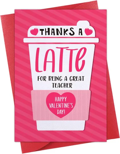 WhatSign Tarjeta del día de San Valentín para profesores – Thank a Latte Regalos del Día de San Valentín para profesores con sobre de 4 x 6 pulgadas