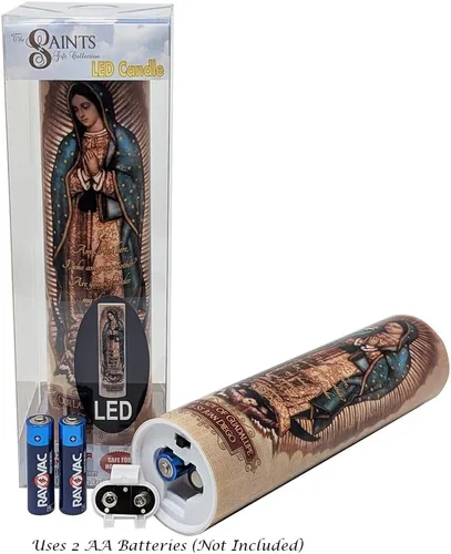 Miniatura 5 de Nuestra Señora de Guadulpe con Juan Diego, vela de oración devocional sin llama LED