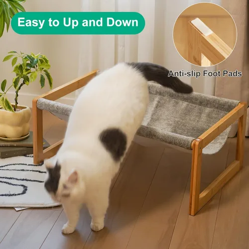 Miniatura 3 de Kiplant Cama elevada para gatos, hamaca grande para exteriores, muebles de mascotas de 25 x 16.5 pulgadas para gatitos, cachorros, conejos, Gris