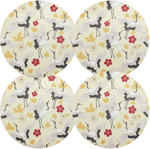 Miniatura 2 de Elegant White Cranes PVC Plate Mat, Washable Heat Resistant Mats for Kitchen one sizex6