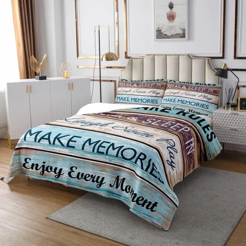 Juego de ropa de cama rústica de casa de lago, tamaño individual para adultos, mujeres, hombres, adolescentes, decoración de dormitorio, juego de