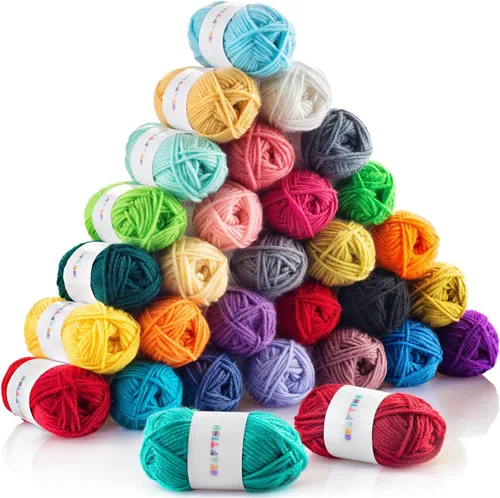 Miniatura 11 de CRAFTISS Mini madejas de hilo acrílico de 12 x 1.76 oz, 1300 yardas de hilo suave para proyectos de manualidades de ganchillo y tejer, surtido