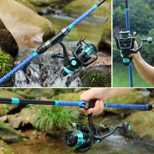 Miniatura 7 de Sougayilang Combo de 3 Piezas de Alimentador de Cebo para Pesca en Surf, Combo de Caña de Pescar con Caña de Viaje Giratoria Media/Pesada