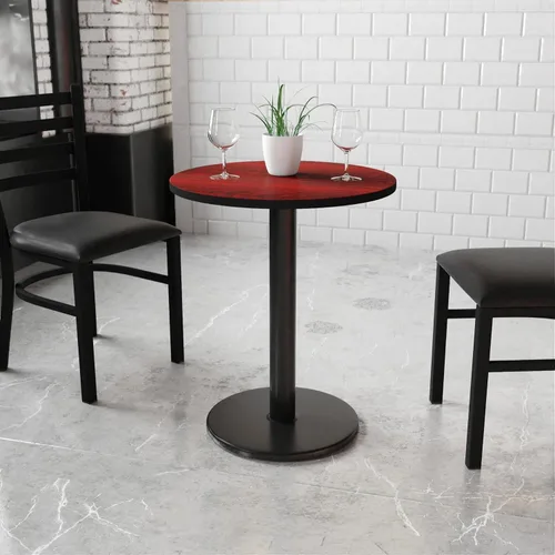 Miniatura 2 de Flash Furniture Mesa laminada negra redonda de 24" con base redonda de altura de mesa de 18