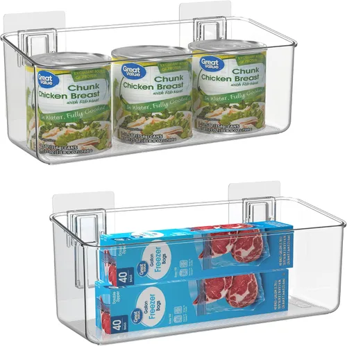 Miniatura 14 de vacane Paquete de 4 organizadores de plástico para puerta de gabinete, organizador de almacenamiento de montaje adhesivo contenedor organizador