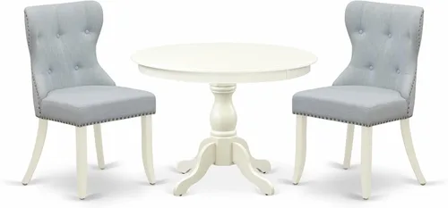 Miniatura 13 de East West Furniture HBSI3-ABK-48 - Juego de muebles de comedor de 3 piezas que contiene una mesa de comedor redonda con pedestal y 2 sillas