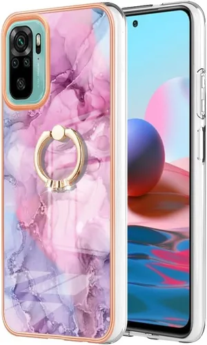 Miniatura 2 de XYX Case Compatible with Xiaomi Redmi Note 10s, TPU Marble Shockproof Bumper Slim Full-Body Protective Phone Case Cover with 360 Rotating Ring Light