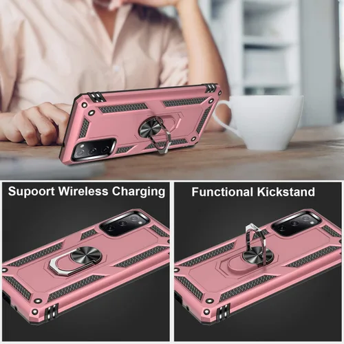 Miniatura 4 de LUMARKE Funda para Galaxy S20 FE con protector de pantalla, supera los 16 pies, probada en caídas, de grado militar, con soporte de anillo Oro Rosa