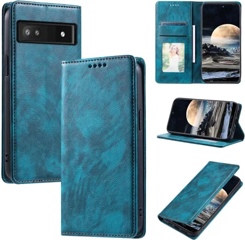 Miniatura 92 de Funda de cuero compatible con Google Pixel 7, compatible con Google Pixel 7 5G GVU6C GQML3 Flip Folio PU Funda de cuero negro