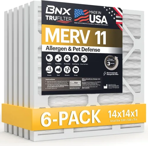 Miniatura 38 de BNX TruFilter MERV 11 - Filtro de aire 16 x 16 x 1 pulgadas (paquete de 6) – Fabricado en Estados Unidos – Filtro de aire acondicionado