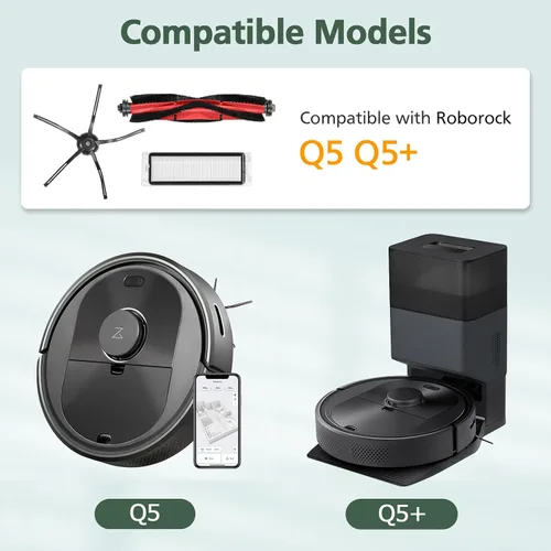 Miniatura 2 de isinlive Kit de accesorios de repuesto Q5 compatible con aspiradora Roborock Q5 Q5+ Q5 Plus, 1 cepillo principal, 4 filtros Hepa, 4 cepillos