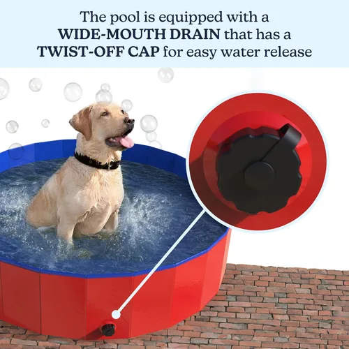 Miniatura 2 de PETMAKER - Piscina portátil para perros grandes, bañera plegable de plástico con drenaje y bolsa de transporte para mascotas y juegos en el patio