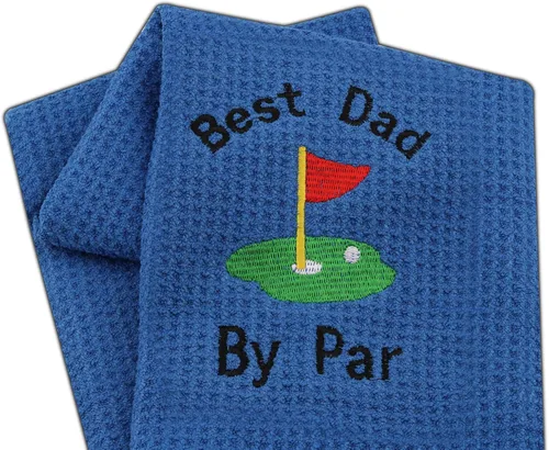 Miniatura 6 de JXGZSO Toalla de golf bordada para papá, toalla de golf bordada con clip (Best Dad by par)