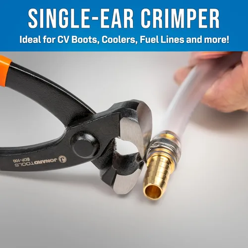 Miniatura 2 de Jonard Tools ECP-100 Pinzas compactas de 8 pulgadas con una sola oreja - Sujeta de forma segura mangueras automotrices, abrazaderas de bota CV