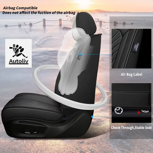 Miniatura 5 de DISUTOGO Fundas de asiento compatibles con Nissan Kicks 2018-2025 2026, juego completo de fundas de asiento de automóvil de cuero sintético