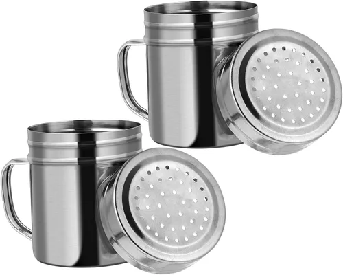 DOITOOL Coctelera de acero inoxidable, 2 unidades, agitador de azúcar en polvo con asa, salero y pimentero con tapa para barbacoa, cocina,