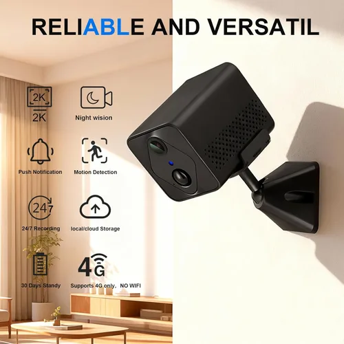 Miniatura 2 de Cámara de vigilancia 4G, cámara de seguridad, 2K HD cámara de seguridad interior/exterior, visión nocturna HD, detección de movimiento AI