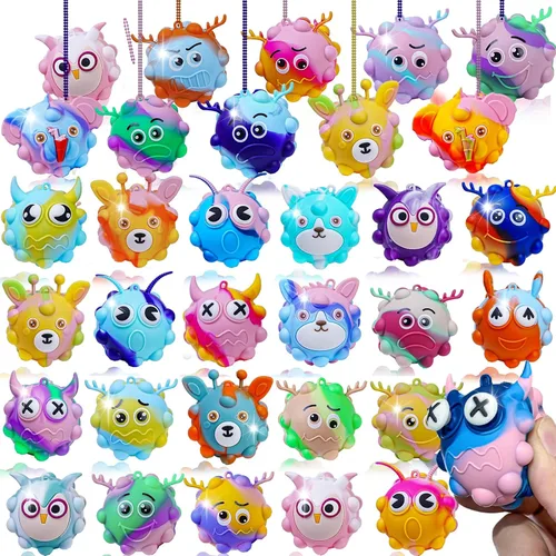 Paquete de 9 juguetes Pop para fiestas de cumpleaños, juguetes Pop Fidget a granel, bola antiestrés 3D, caja de premios, juguetes sensoriales a
