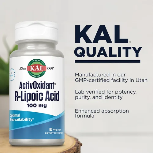 Miniatura 4 de Kal 100 mg de ácido R-lipoico Activoxidant Tabletas, 60