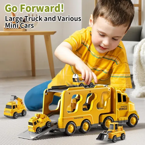 Miniatura 2 de JUKUDAHU Camiones para niños pequeños de 2 a 4 años 1-3 4-8 4-7 para niños y niñas, camiones de juguete de construcción de 5 en 1 para niños