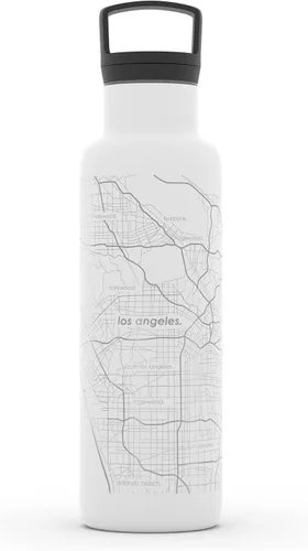 Miniatura 90 de Well Told Botella de agua aislada con mapa de Washington DC grabado, botella de acero inoxidable grabada (21 onzas, blanco) botella aislada de mapa