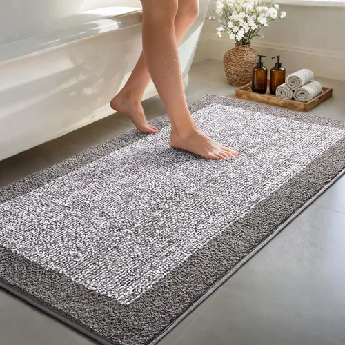 Miniatura 27 de Alfombras de baño de 17 x 24 pulgadas, antideslizantes, lavables, color gris, para bañera, tapete de baño para baño, tapete suave y absorbente
