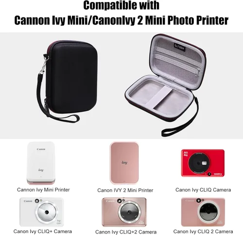 Miniatura 2 de LTGEM - Funda rígida para impresora fotográfica Canon Ivy 2 Mini/Ivy y CLIQ CLIQ CLIQ+ CLIQ 2 CLIQ+2 Impresora de cámara instantánea (negro + gris)