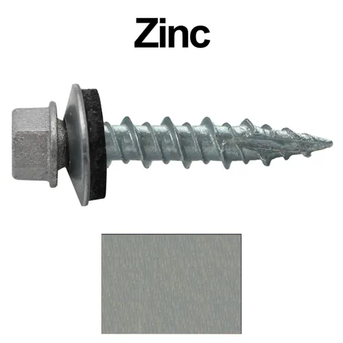 Miniatura 2 de Tornillos para techo de metal: (250) 10 x 1 sin pintura galvanizados con cabeza hexagonal para techo de chapa. Tornillos autoiniciados de metal