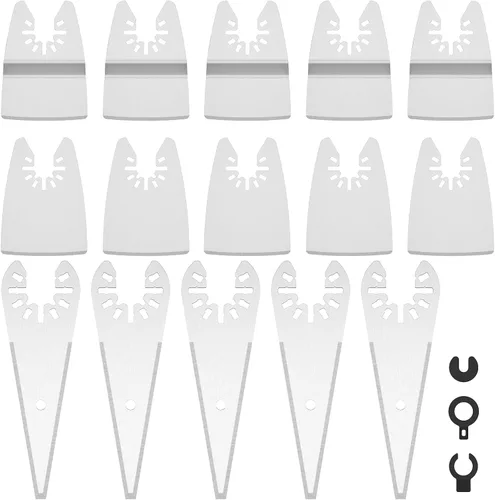 15 cuchillas de raspador oscilantes para quitar calafatear, sellador adhesivo, pintura, cuchillas oscilantes multiherramienta compatibles con