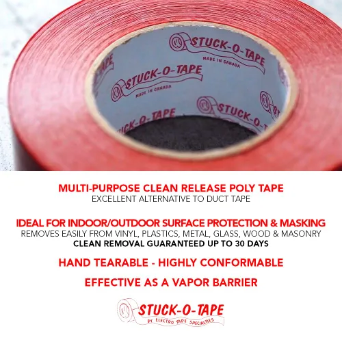 Stuck-O-Tape - Cinta de polietileno multiusos - Protección de superficie de enmascaramiento para interiores y exteriores - Liberación limpia de bajo