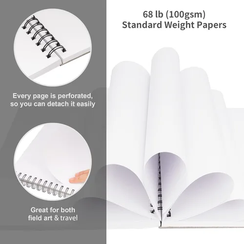 Miniatura 2 de FIXSMITH Cuaderno de bocetos de 5.5"X8.5" 100 hojas (68 lb/100gsm) Cuaderno de bocetos Papel de dibujo libre de ácido Bloc de bocetos de Negro