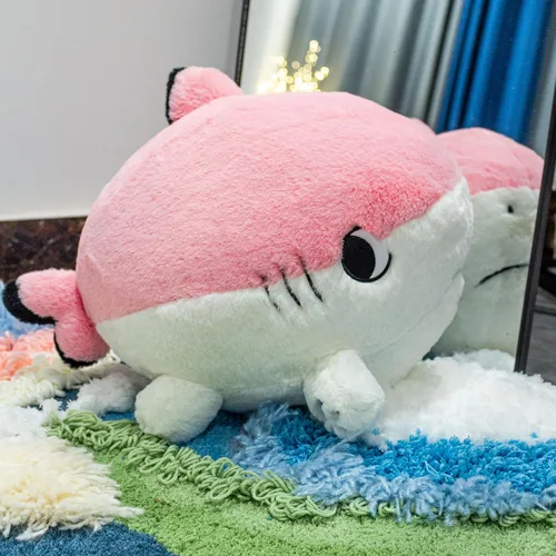Miniatura 2 de Juguetes de animales de peluche Sharkitty, juguetes de peluche combinados de tiburón y gato (Rosa, 15.7 pulgadas)