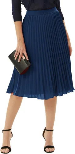 Miniatura 13 de GRACE KARIN - Falda plisada de gasa para mujer, con cintura alta y elástica, vuelo, corte acampanado y longitud por debajo de la rodilla