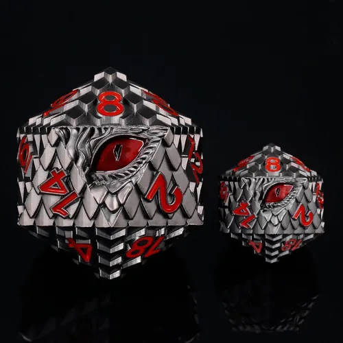 Miniatura 8 de 1 dado de metal D20 DND – Dados poliédricos gigantes metálicos de 20 caras, dados grandes de 1.378 in de ojo de dragón para juego de mesa