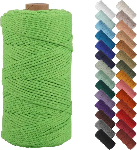 Miniatura 18 de Cordón de macramé de 1/8 pulgadas 220 yardas (200 metros) suministros naturales de macramé, hilo de macramé, cuerda de algodón de color, cuerda